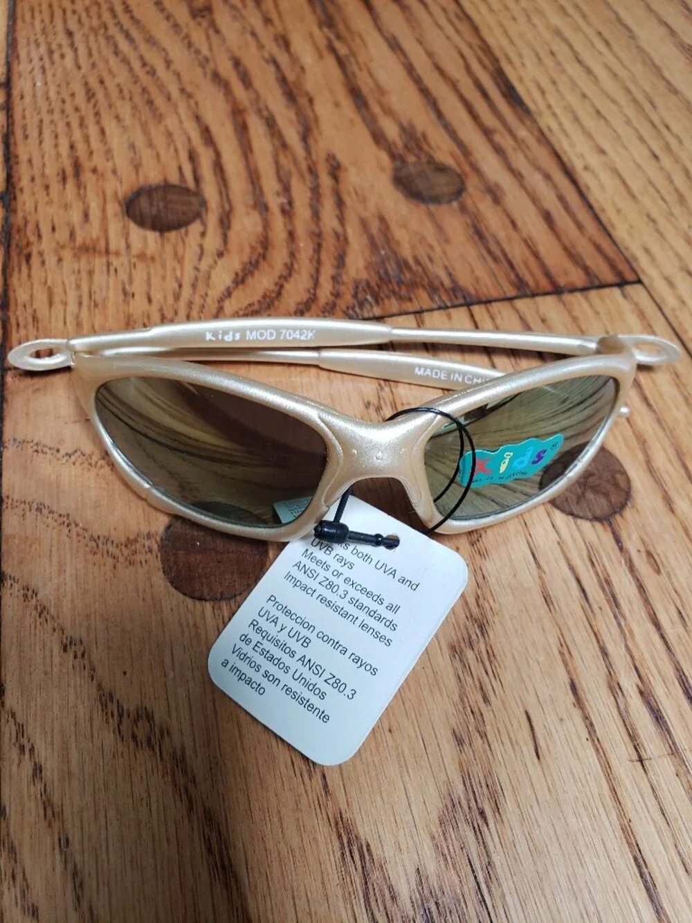 Vintage Kids Sporty Wrap Sunglasses Metallic Champagne NOS